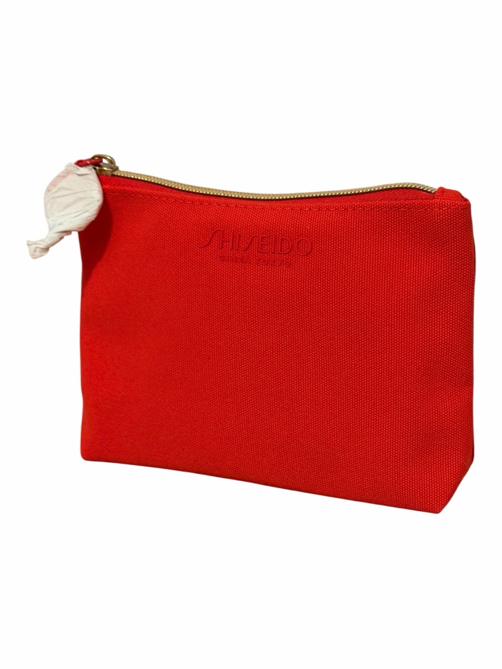Shiseido Bright Red Canvas Cosmetic Pouch 7X2X5.5